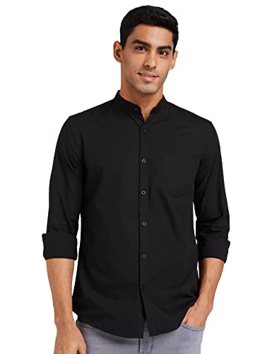 Image of Amazon Brand - Symbol Men's Cotton Shirt | Chinese Collar | Casual | Plain | Full Sleeve | Summer - Regular Fit (Available in Plus Sizes)