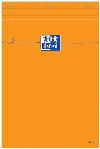 OXFORD Lot de 10 bloc-notes, 210 x 315, quadrillé, 80 feuilles, orange
