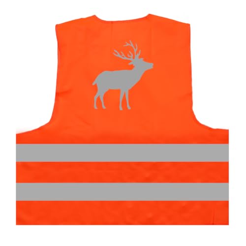Hirsch Jagd Warnweste BZW. Signalweste mit reflektierendem Aufdruck - Größe L/XL, Orange