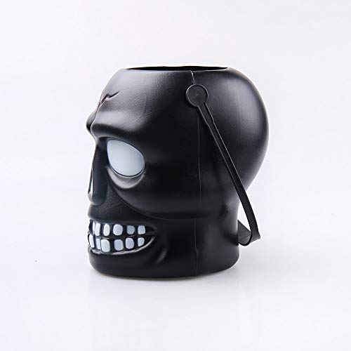 KEPATO Mini Halloween Skull Candy Bowl Holder Decor for Halloween 6 Pack Novelty Skull Bucket Halloween Bucket Candy Holder Trick Or Treat Bucket (Black)