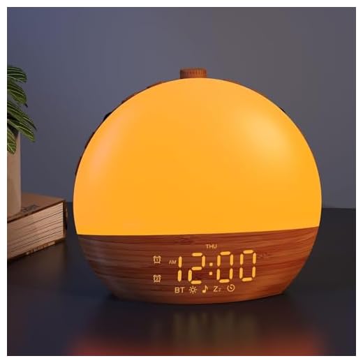 Sunrise Alarm Clock with Sound Machine - Wake Up Light, Wood Grain, Bluetooth, Dual Digital Alarm Clocks for Bedrooms, Adjustable Brightness, 30 Sleep Sounds, White Noise Machine for Baby & Adults