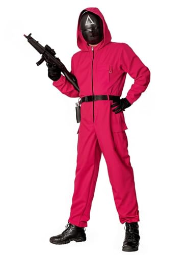 Korean Game Aufseher Kostüm - Overall in Hot-Pink ohne Maske - Größe: XL - Verkleidung Karneval Halloween Motto-Party
