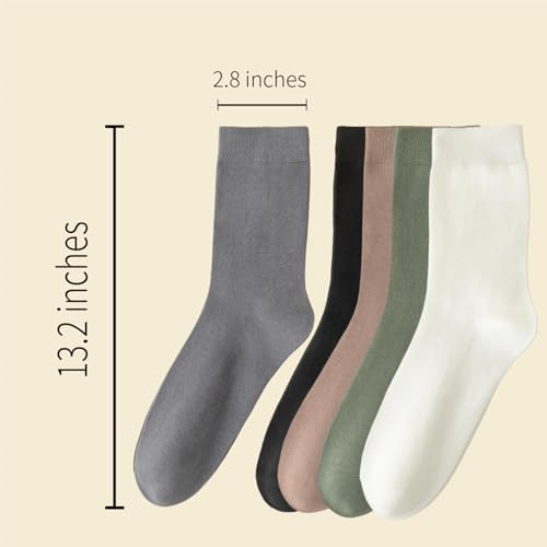 5 Pairs Men's Solid Crew Socks Casual Socks Crew Knit Socks Size 8-152