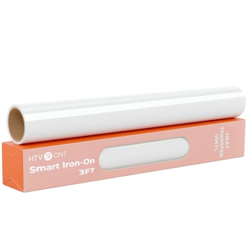 Image of HTVRONT Smart Iron On Vinyl, White HTV - 13 inch x 3FT Heat Transfer Vinyl - HTV Vinyl Compatible with Cricut Maker & Explore - Matless Cutting for Long Cuts, Easy to Cut & Weed for Heat Transfer Design