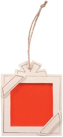 Darice Wood Ornament - Square Present Photo Frame - Unfinished