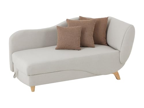 Vente-unique - Méridienne Gauche Convertible avec Coffre de Rangement en Tissu Beige Penelope