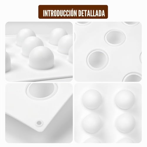 Miniatura 8 de Holzsammlung 2 Moldes De Silicona De Esfera De Trufa, 15 Cavidades, Molde De Silicona 3d Para Decoración De Pasteles, Postre, Mousse, Pasteles, Chocolate, Gelatina, Helado, Forma De Bola Redonda