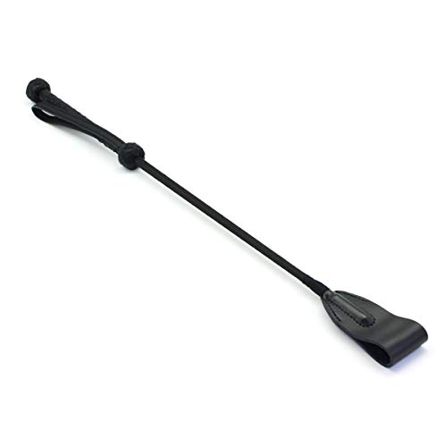 SMspade Riding Crop Black Leather Braided Handle Whip Slapper Jump Bat