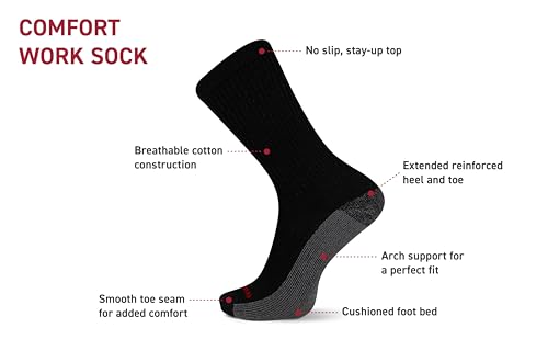 Wolverine Men's Cotton Comfort Over the Calf Socks - 6 Pairs, Breathable Arch Support4