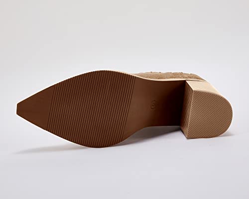 Imily Bela Womens Ankle Boots Pointed Toe Chunky Stacked Mid Heeled Booties #TOP5