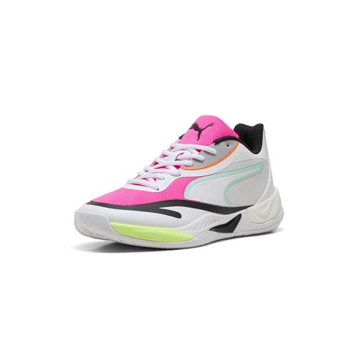 PUMA Men's All-Pro Nitro SkyBreak Sneaker, White-Mint Melt-Fluro Pink PES, 11