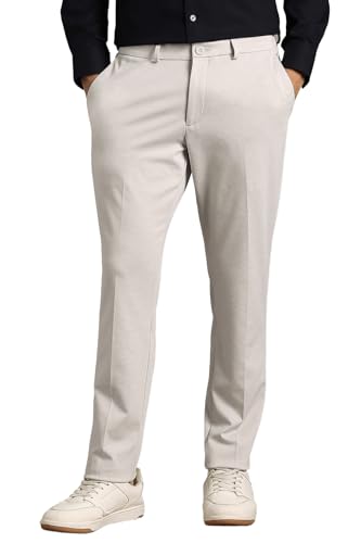 Image of Louis Philippe Men's Comfy Tapered fit Knitted & 4 Way Stretch Casual Trouser