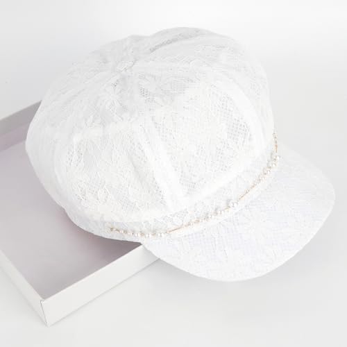 Gorra de mujer estilo newsboy en mezcla de algodón y encaje miniatura 2