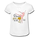 So klein und schon so schick: körpernah geschnittenes Mädchen-Shirt in leichter A-Linie mit Raffungen an Ärmeln und Halsausschnitt