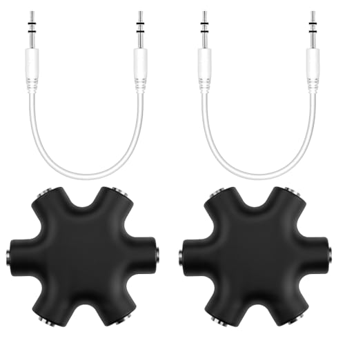 JRILUO Répartiteur Audio 5-Jack pour Casque, Splitter Audio avec Prise 3,5 mm, Connecte Jusqu'à 5 Appareils Simultanément, Idéal pour École, Mixage Audio,...
