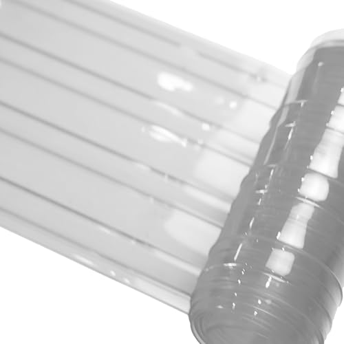 Image of Ribbed PVC Strip Curtain Clear 7 inch Width x 78.7 inch Height Vinyl Door Strips for Warehouse, Freezer, and Garage, Anti-Scratch & Temperature Resistant Plastic Strip Curtain for Door AP1474