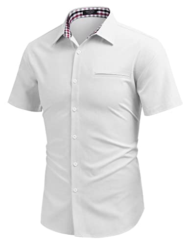 Image of COOFANDY Men's Casual Shirts Short Sleeve Button Down Shirt for Men Wedding Beach Fashion Shirt
