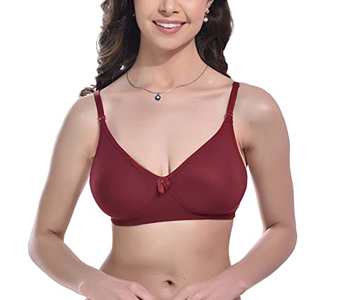 Image of FIMS - Fashion is my style Women Cotton Blend Non-Padded Bra Non-Wired Mould Seamless Cup Solid Bras Cup-B Pack of 1, Multicolor