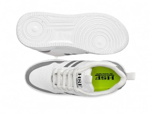 Generic Men's Casual Lace-Up Sneakers, White and Green Striped, - Image 7