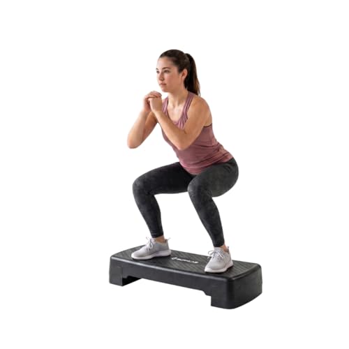 Image of Burnlab Aerobic Stepper, Two Height Level Adjustments - 4 inches and 6 inches, Slip-Resistant & Shock Absorbing Platform for Extra-Durability (Black)
