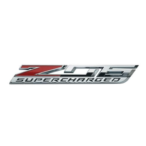 Image of 2Pc C7 Corvette ZO6 Super Charged Magnet Emblem 3D Badge Nameplate Supercharged LT4 15 Through 19 Replacement for C7 (Silver Red)