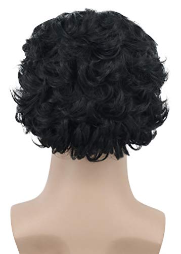 image for Karlery Short Curly Fits Old Man Bald Cap Mad Scientist Halloween Cosp