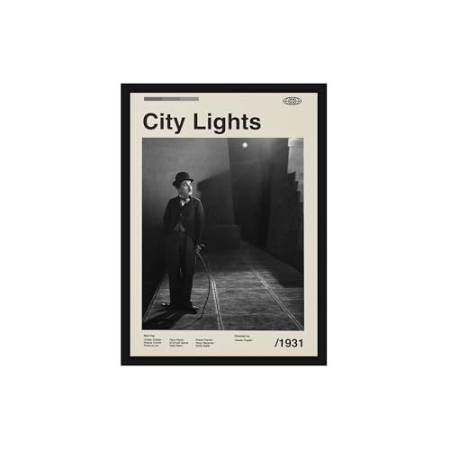 Image of BLINKART City Light (1931) Movie Poster Frame 8x12 Inch | Premium 300 GSM Paper Wall Print | Mid Century Vintage Film Artwork for Home, Bedroom, Living Room, Office | Framed Photo Decor