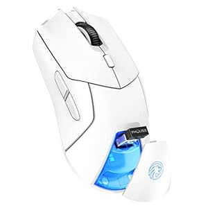 Wireless Gaming Mouse, 4000 DPI, USB C Rechargeable, Ergonomic Responsive Bluetooth Mice with Forward/Backward Side Keys, for Computer/Laptop (White)
