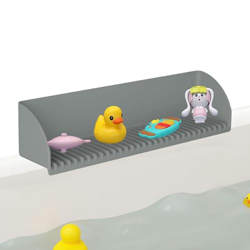 Protector contra salpicaduras para bañera: tira de silicona flexible, almohadillas de agarre seguro, bloqueador de borde extendido, bandeja de baño utilitaria | Zona de lavado Limitador de derrames Lu
