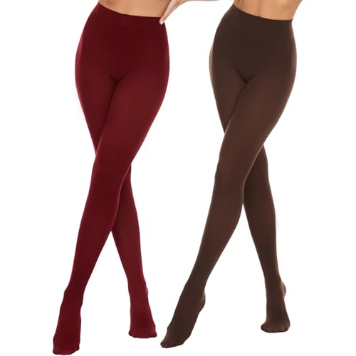 Image of DUCMODA Womens 80 Denier Opaque Tights, Women's Soft Solid Color Footed Pantyhose, High Waist Stocking with 30+ Colors
