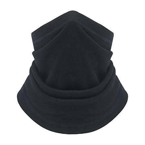 VERTAST Calentador de cuello de lana de invierno, bufanda gruesa de tubo de polaina de cuello largo, a prueba de viento pasamontañas Beanie gorro elástico tamaño universal, negro