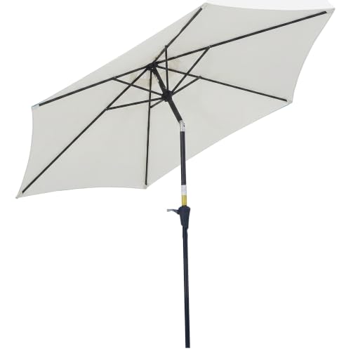 Outsunny Sombrilla de Jardín Reclinable con Manivela Ø260x235 cm Crema