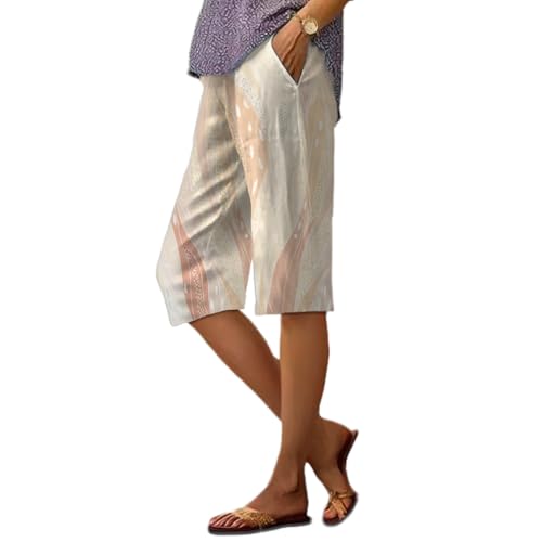 Trousers for Women Dressy Casual Knee Length Printed Vintage Summer Trendy Shorts Breathable Lightweigh Pants