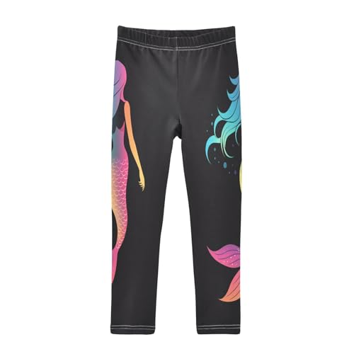 Mermaid Tail Colorful Gradient Girls Casual Leggings for Kids Printed Long Pant Bottoms Stretch and Soft