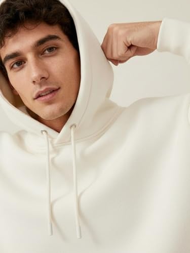 Image of Men's Heavyweight Hoodie | 450 GSM Premium Cotton Blend | Relaxed Fit Drop Shoulder | Kangaroo Pocket | Black Off White Blue | S-XXL