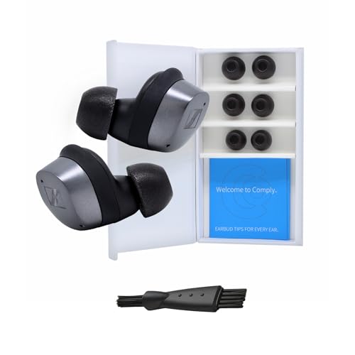 Image of Comply TrueGrip Premium Memory Foam Replacement Ear Tips, Black, Medium | 3 Pairs, for Sennheiser Momentum 3, 4, ACCENTUM, Enhanced Comfort, Secure Fit, Superior Noise Isolation, Cleaning Tool