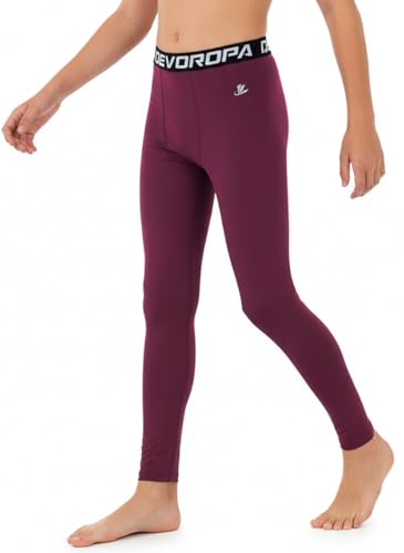Image of DEVOROPA Boys Leggings Youth Compression Pants Sports Tights Basketball Football Baseball Soccer Baselayer Slim /Regular /Husky