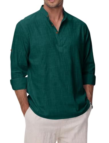 Image of Macsivo Men's Cotton Blend Solid Short Kurta with Regular Lenth Mandarin Collar Short Button Placket Rolled up and Full Sleeves Kurta for Men