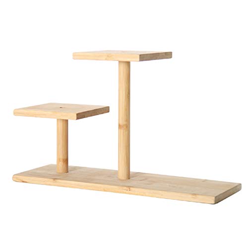 grefen Soporte de exhibición para macetas, contenedor de bambú de 2 capas en soportes para plantas, a prueba de humedad, exhibición en maceta, estante de madera expandible para plantas suculentas,