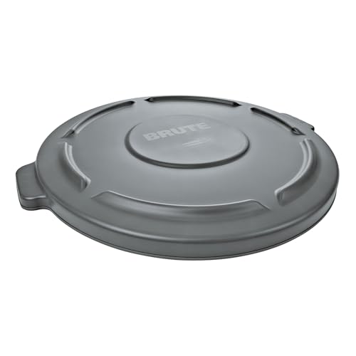 Image of Rubbermaid Commercial Products BRUTE Heavy-Duty Round Trash /Garbage Lid, 10-Gallon, Gray, Outdoor Waste Container for Home /Garage /Mall /Office /Stadium /Bathroom
