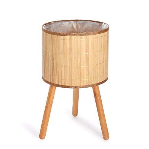 Paco Home Blumentopf Übertopf Natur Rattan Set mit Folieneinsatz Pflanzentopf Auslaufsicher Groß für Zimmerpflanzen, Farbe:Natur, Sets:2pcs Set/Design 4