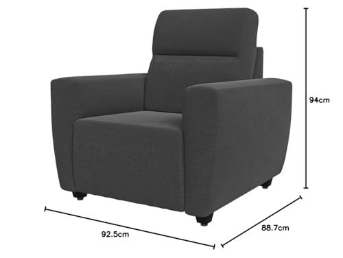 Image of Wakefit Sofa Set | 3 Year Warranty | Sofa 1 Seater, 1 Seater Sofa for Living Room, Wooden Sofa Set, Sofa Set Single Seater - Belize(Malphino : Smoke Grey)
