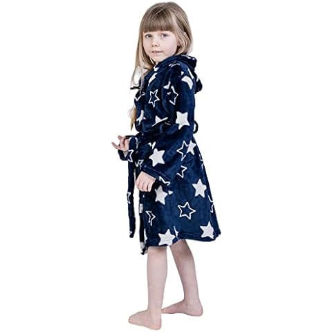 Kids Soft Fleece Hooded Dressing Gown, Navy Cover