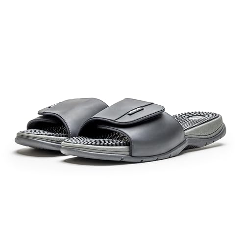 Revs, Men’s Massage Sandals. Reflexology & Acupressure Footbed, Cushion Comfort, Shock-Absorbing Sole, Orthotic Arch Support. Adjustable double strap. Small Steps, Big Results for Health & Well-being.3