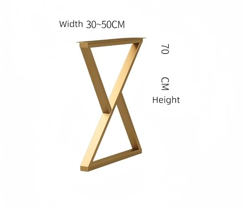 Regulowane 2 szt. Metalowe nogi stołowe typu X, nowoczesny design przemysłowy, odporne na rdzę 50 cm, trwałe złote wykończenie, idealne na stoły jadalne i wystrój domu