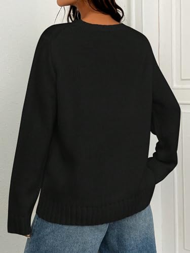 Image of SweatyRocks Women's Flag Pattern Long Sleeve Round Neck Sweater Casual Loose Pullover Sweater