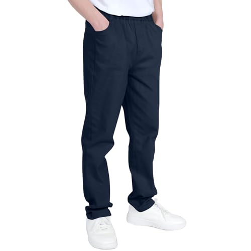 Boys Dress Casual Pants Baggy Wide Leg Cargo Sweatpants Elastic Waist Straight Leg Open Bottom Pants with Pockets3