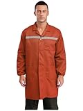 Sxiwei Arbeitskittel Herren Schutzkleidung Langarm Streifen Arbeitsmantel Werkstatt Arbeitsjacke Arbeitskleidung Berufsmantel Orange L