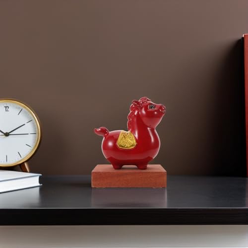 Cheval en céramique rouge figurine artisanale surface lisse - 8