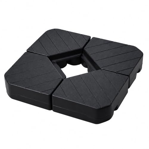 GardenCo Square Outdoor Cantilever Parasol Base - Set of 4 Heavy Duty Sand & Water Filled Base Sections - Garden Umbrella Stand Weights - Ideal for Banana Hanging Parasols/Umbrellas (Black)
